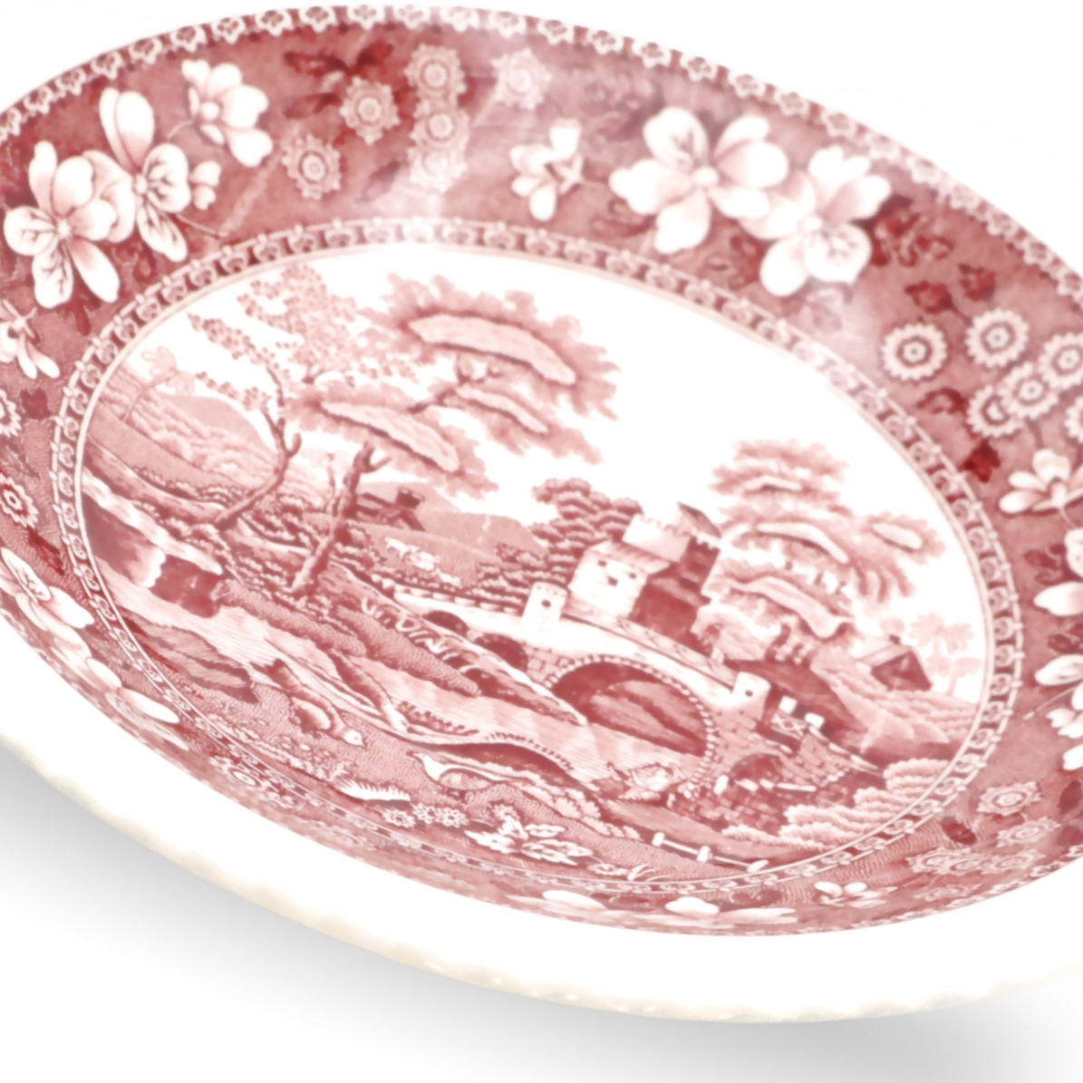 Spode Pink Tower England Porzellan, Handbemalte Untertasse Und Teetasse.